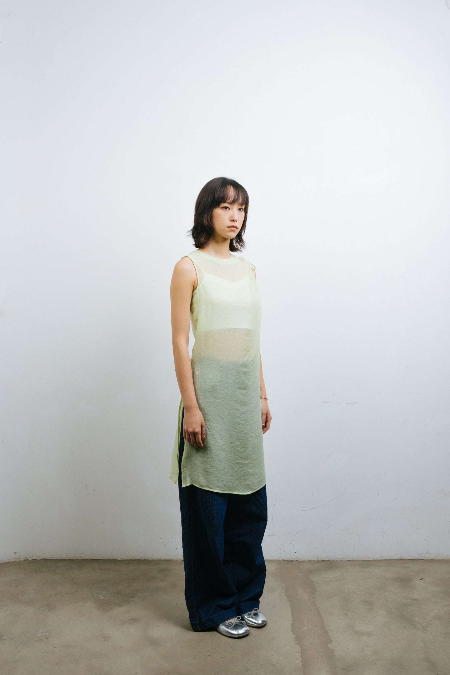 Green Translucent Drawstring Sundress