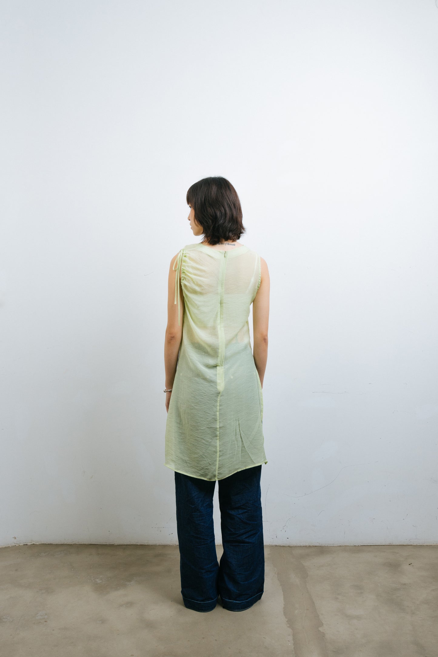 Green Translucent Drawstring Sundress