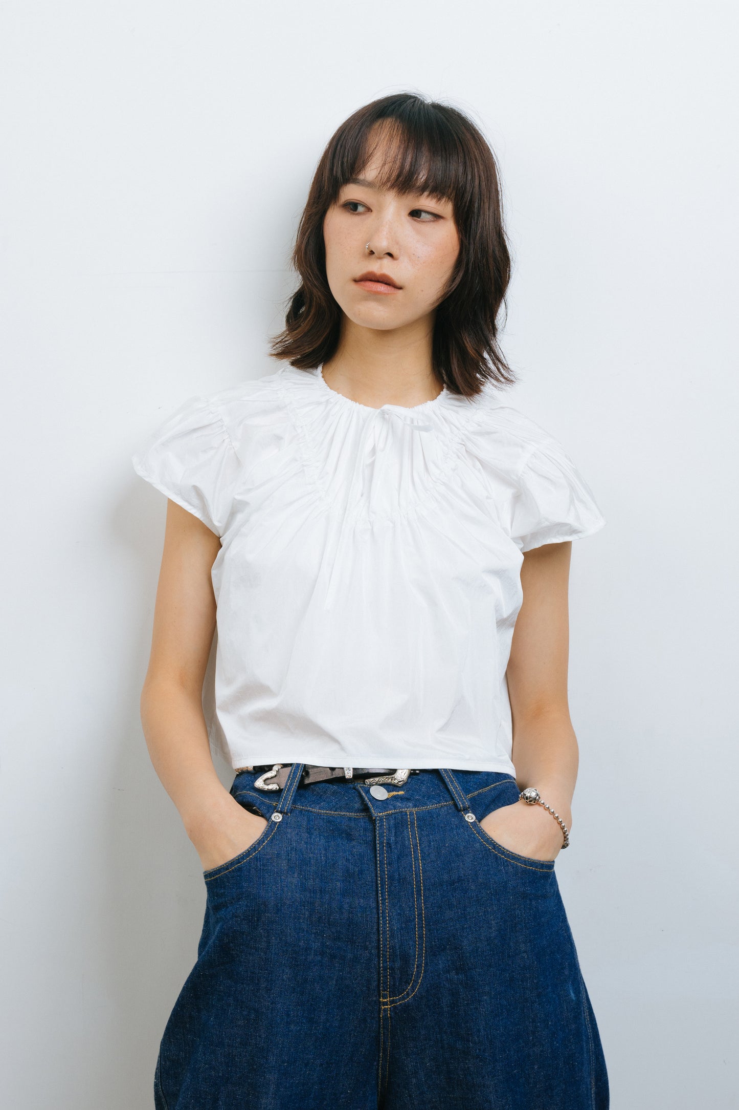 White Drawstring Top