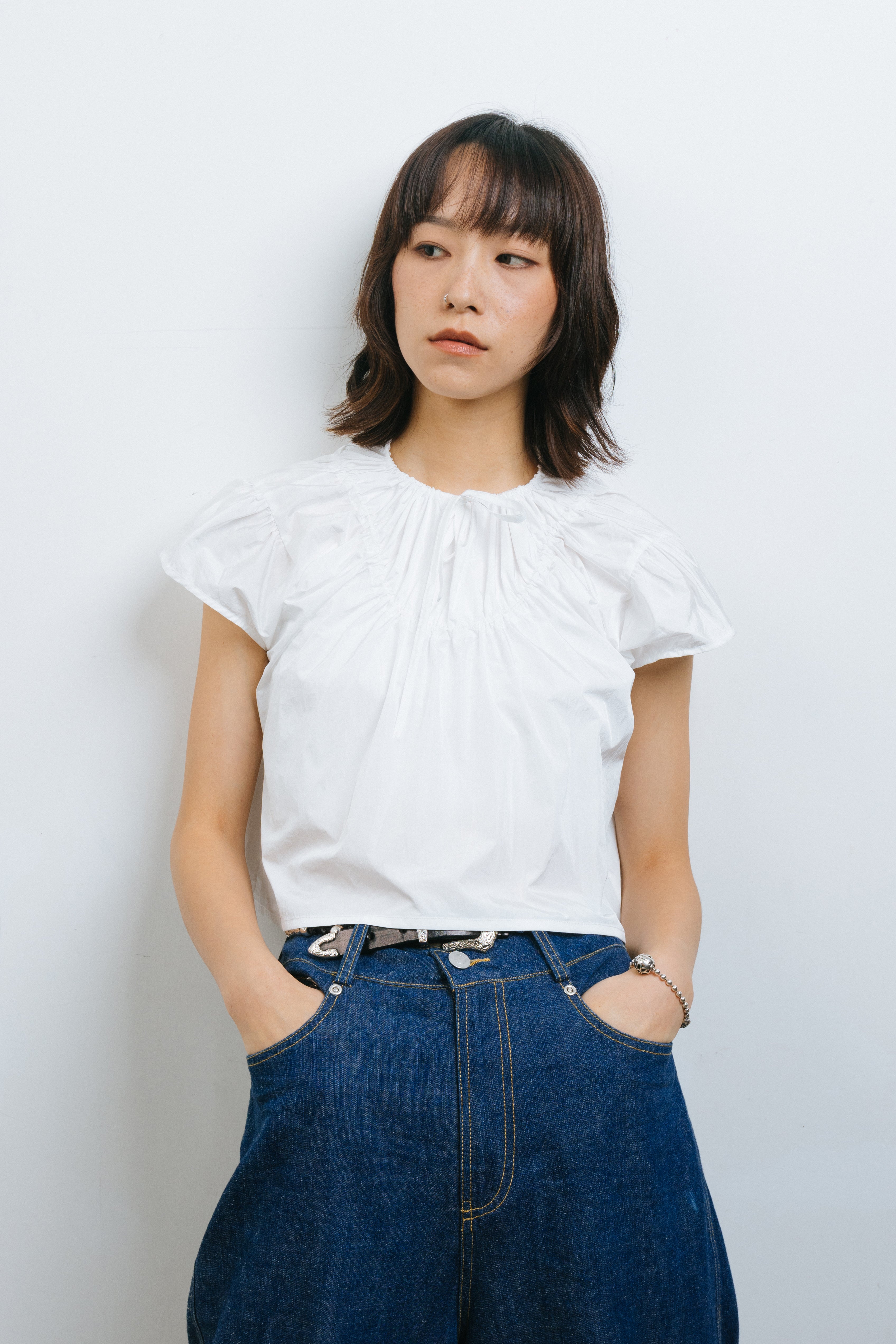 White Drawstring Top