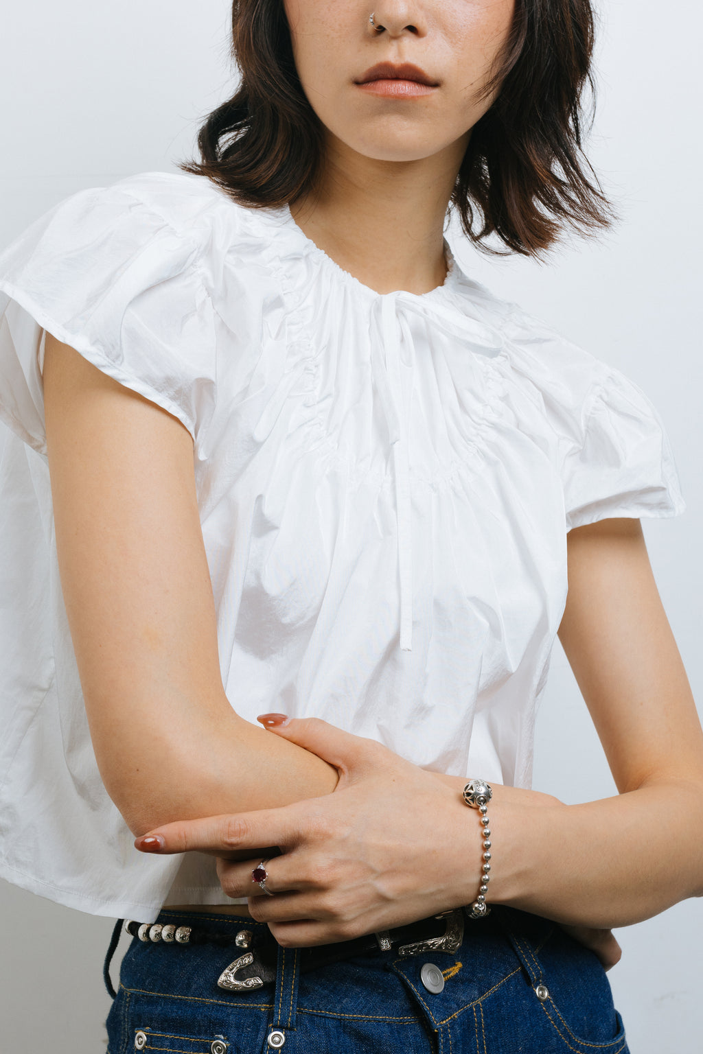 White Drawstring Top