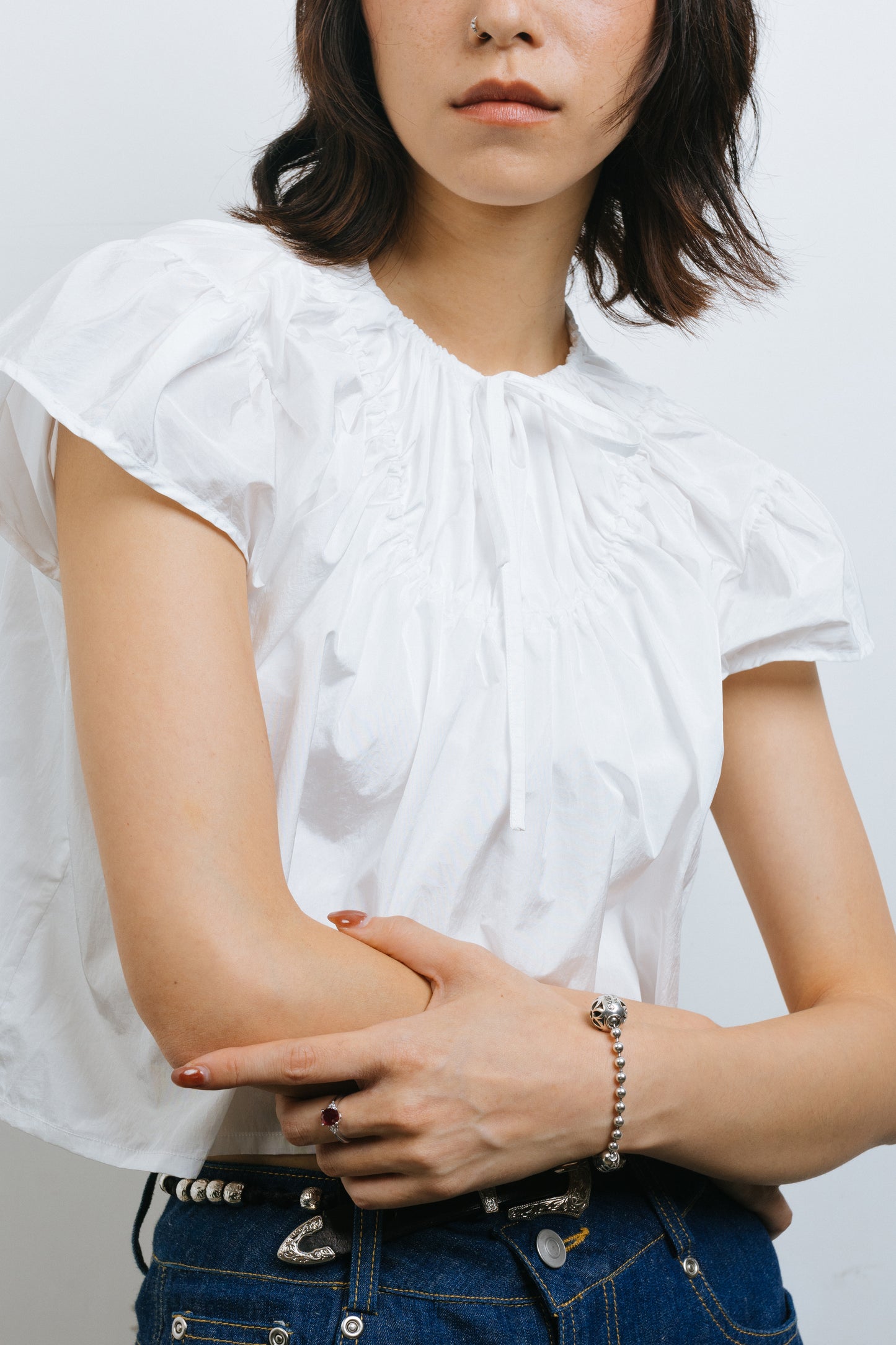 White Drawstring Top