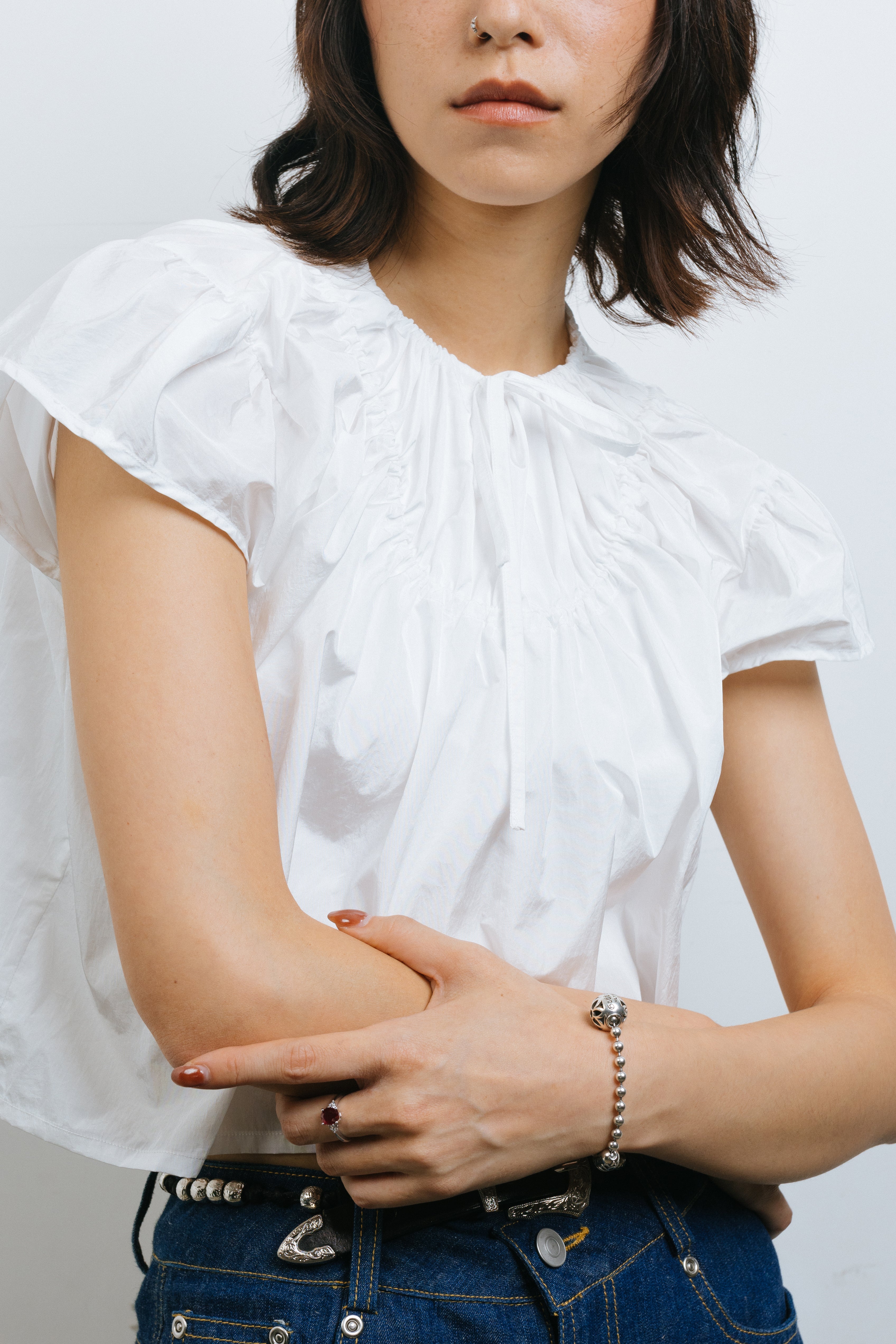White Drawstring Top