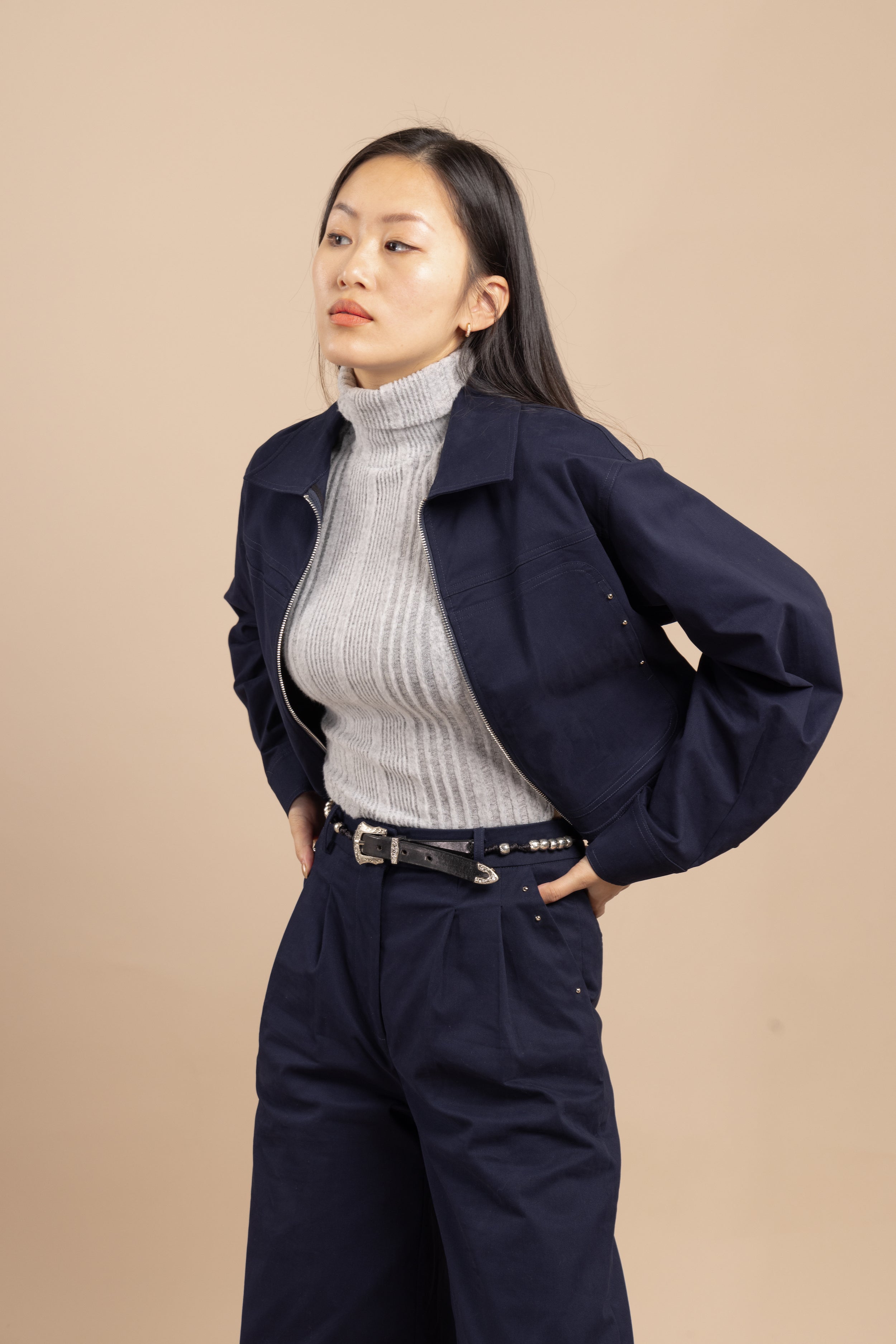 Zip-up cotton windbreaker