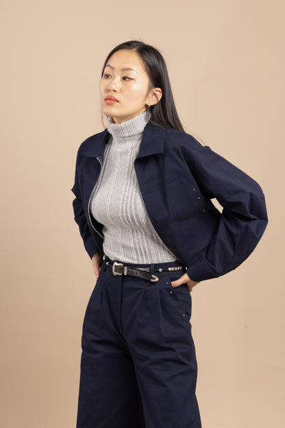 Zip-up cotton windbreaker