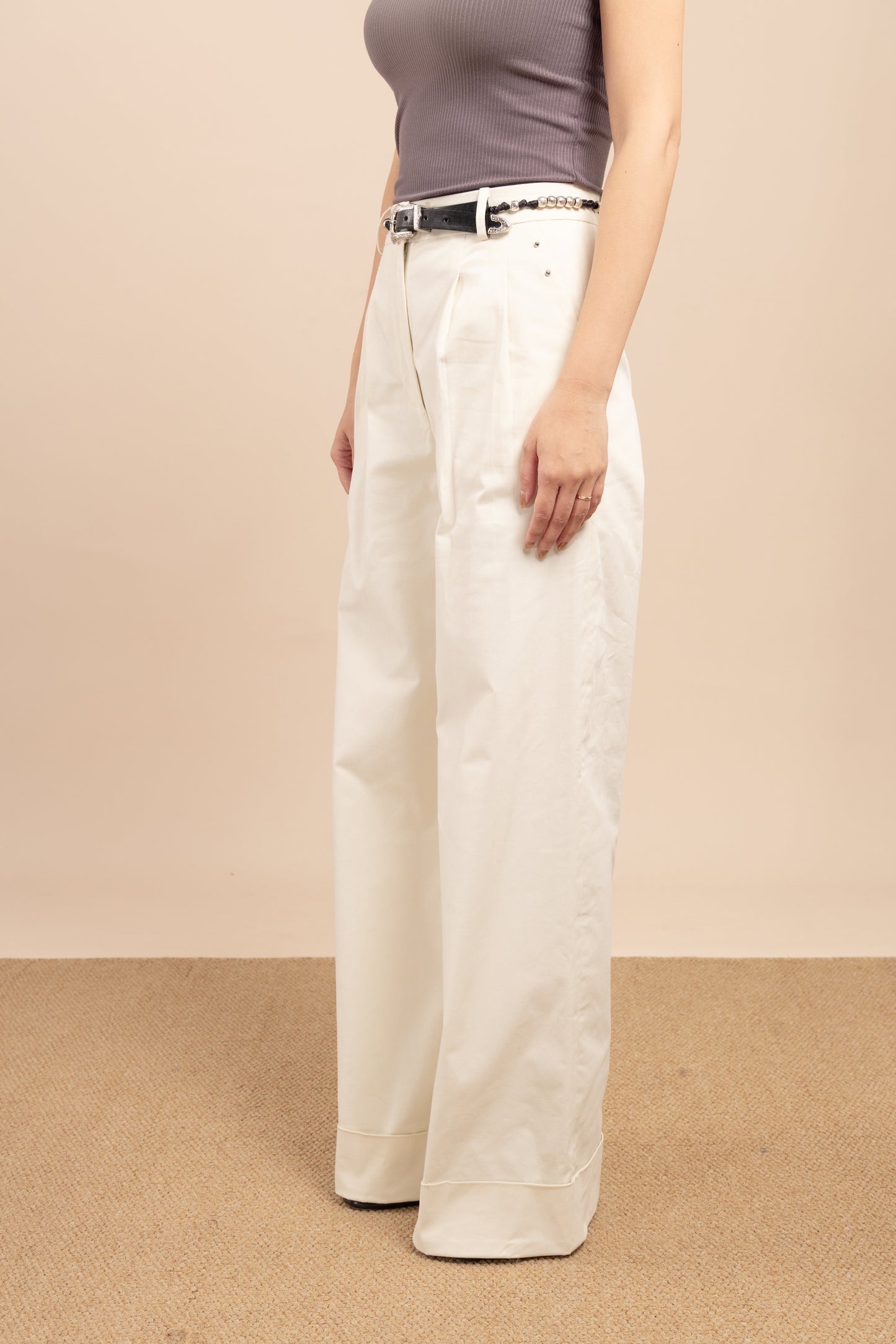 Wide leg cuffed hem trouse