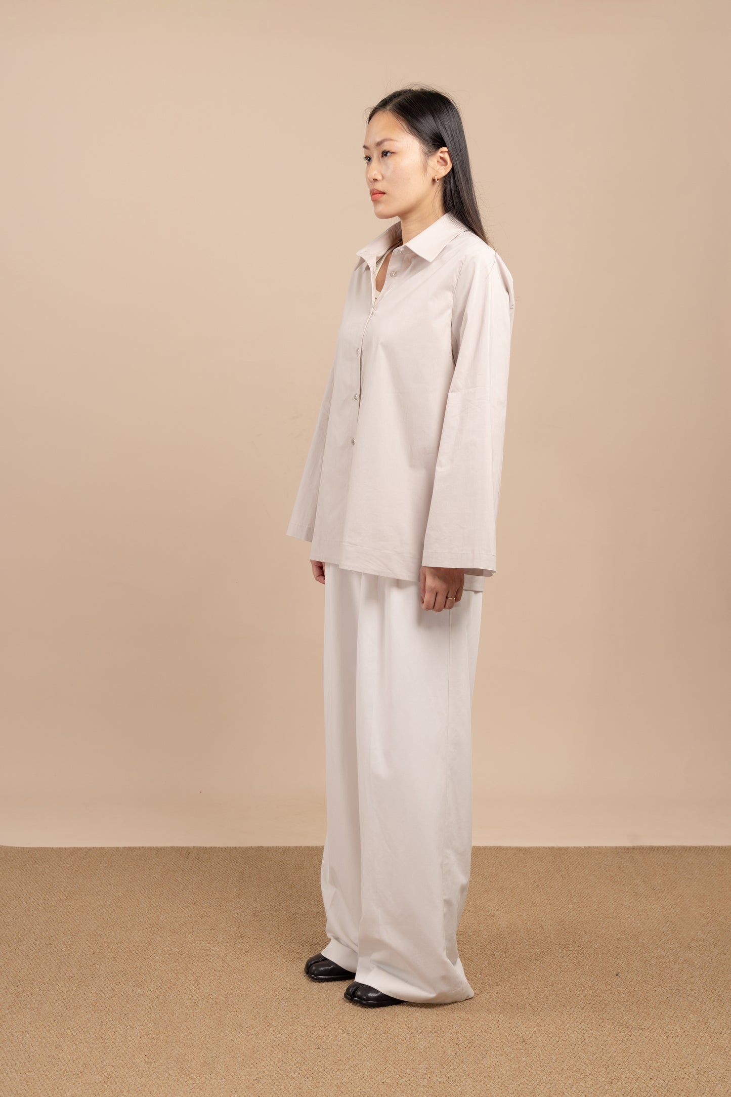 Flared-sleeves cotton shirt