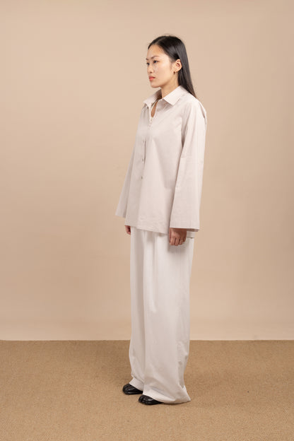 Flared-sleeves cotton shirt