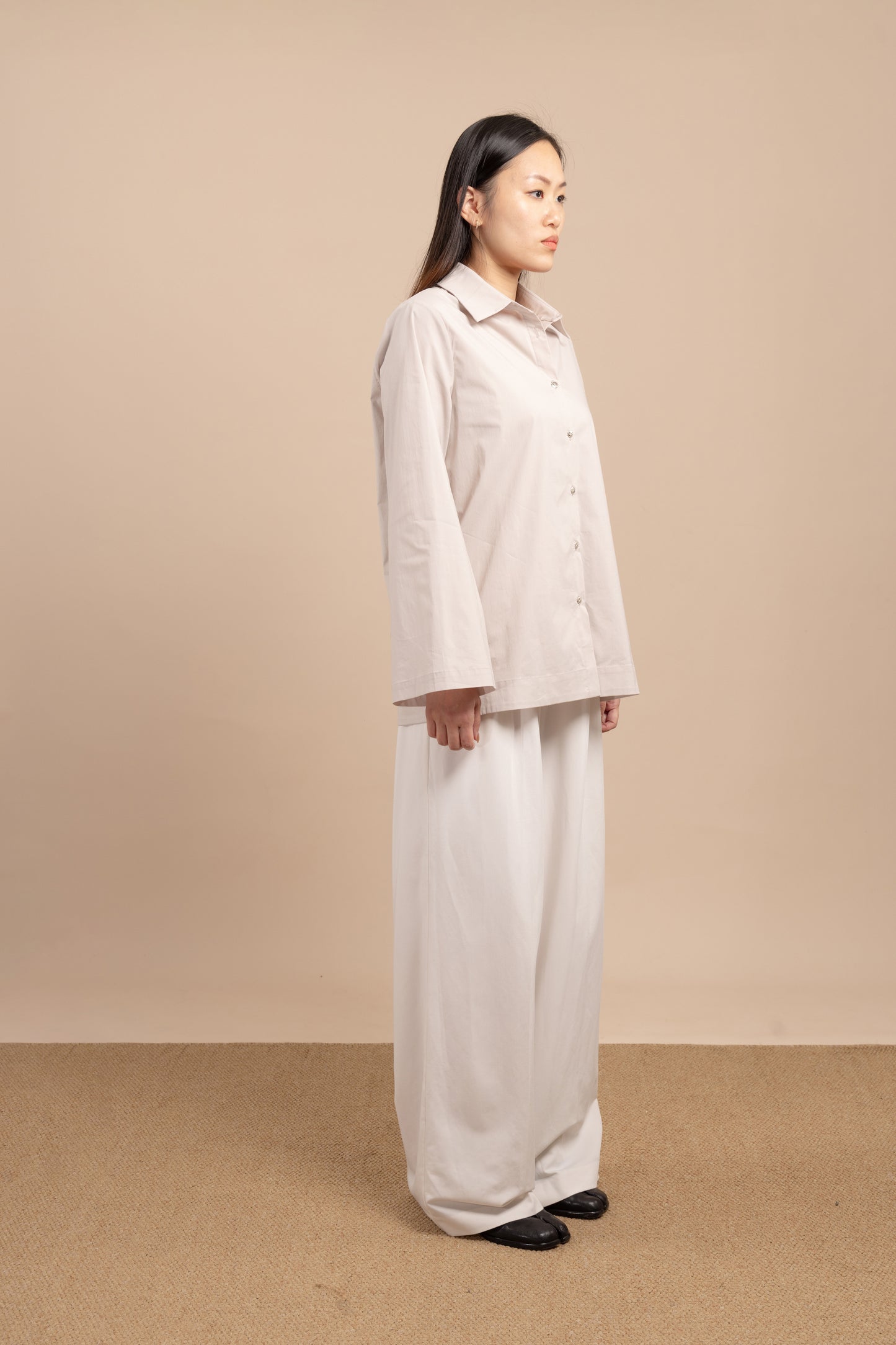 Flared-sleeves cotton shirt