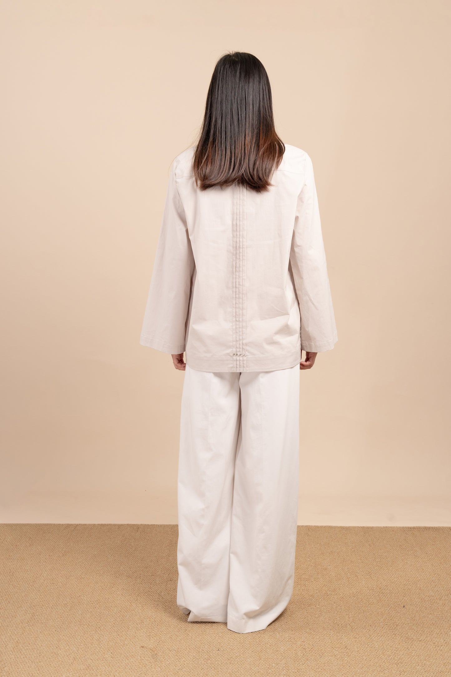 Flared-sleeves cotton shirt