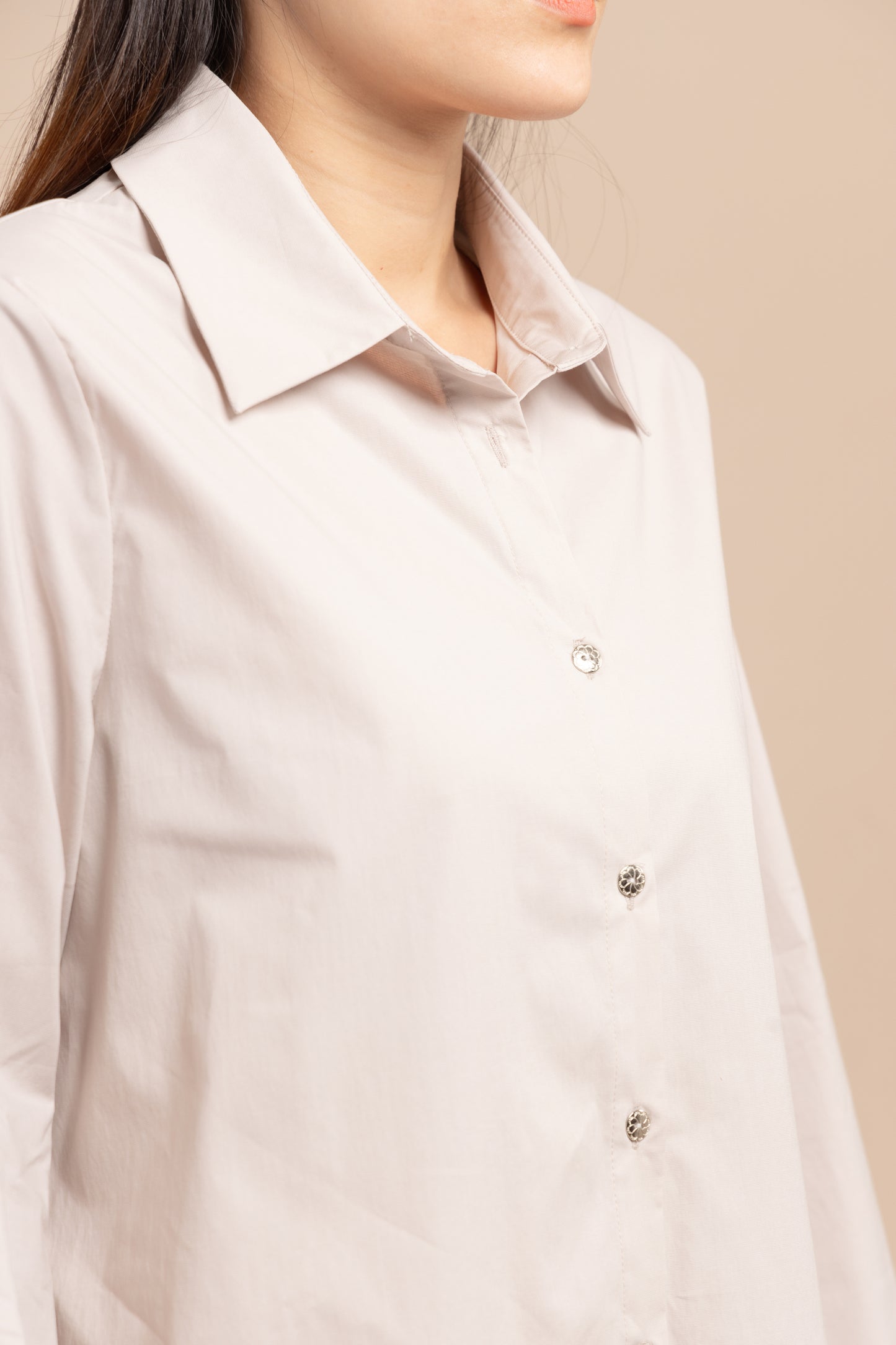 Flared-sleeves cotton shirt