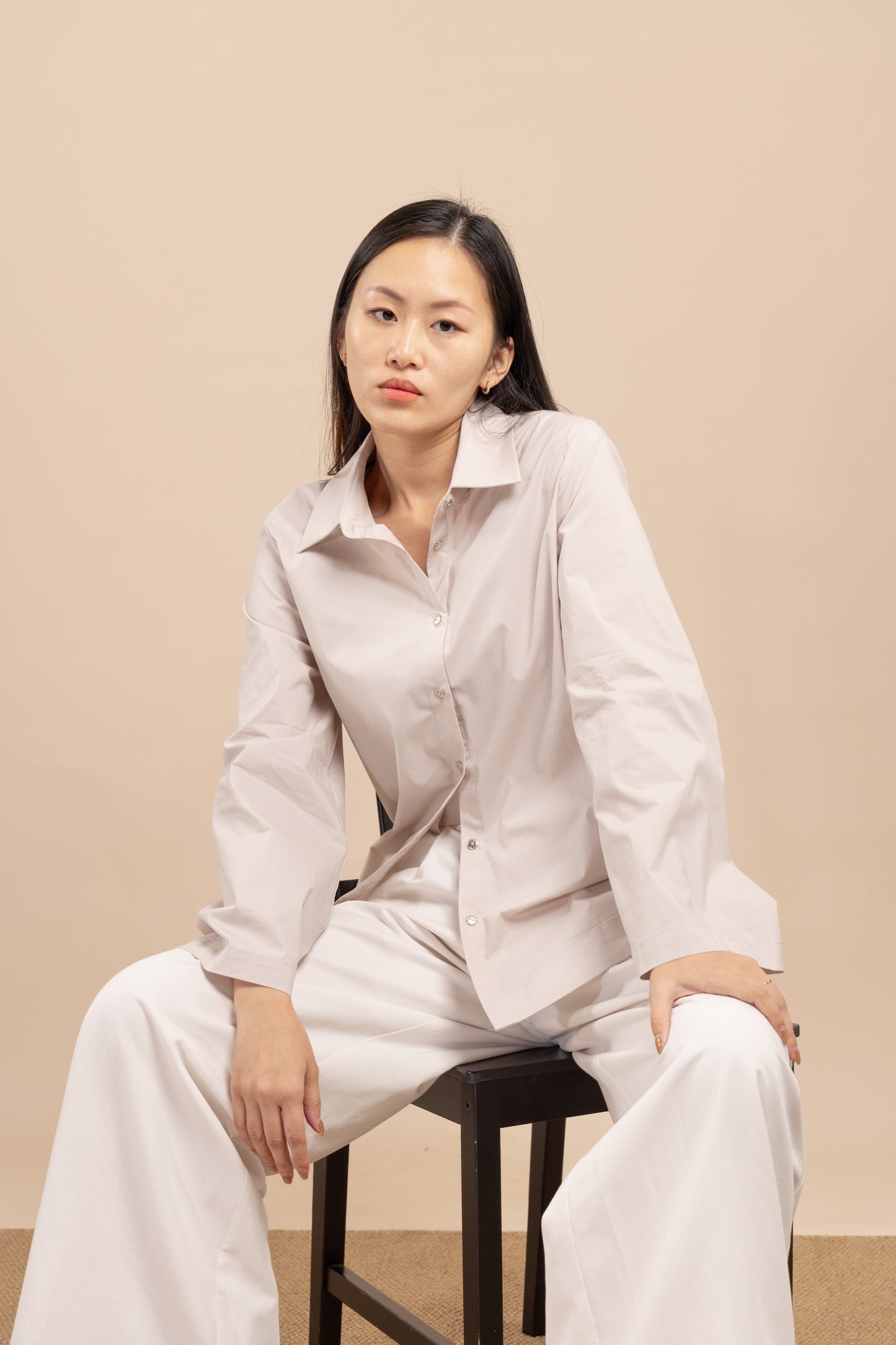 Flared-sleeves cotton shirt