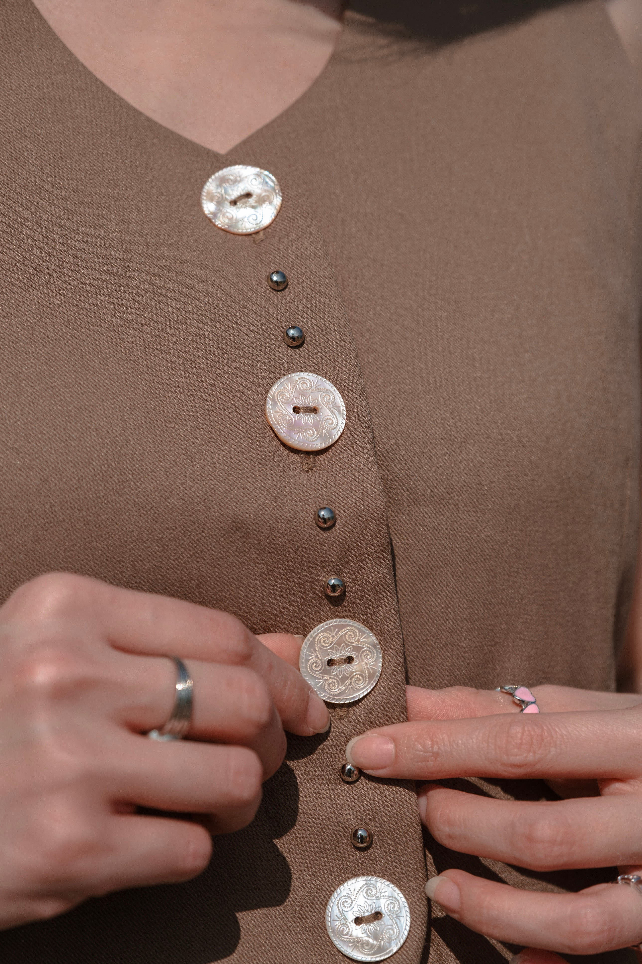 Khaki -open back Vest