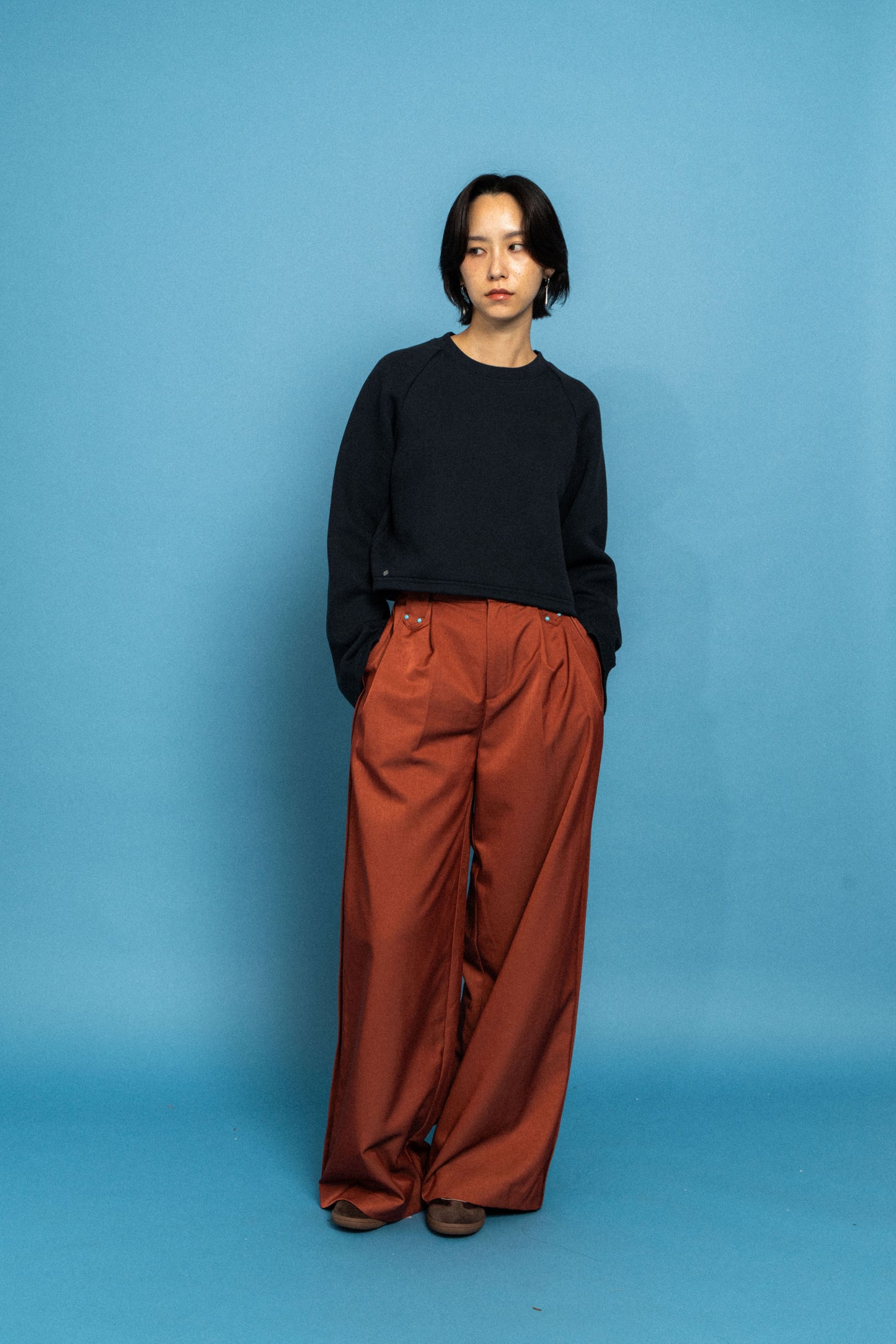 Red Straight stiff trousers