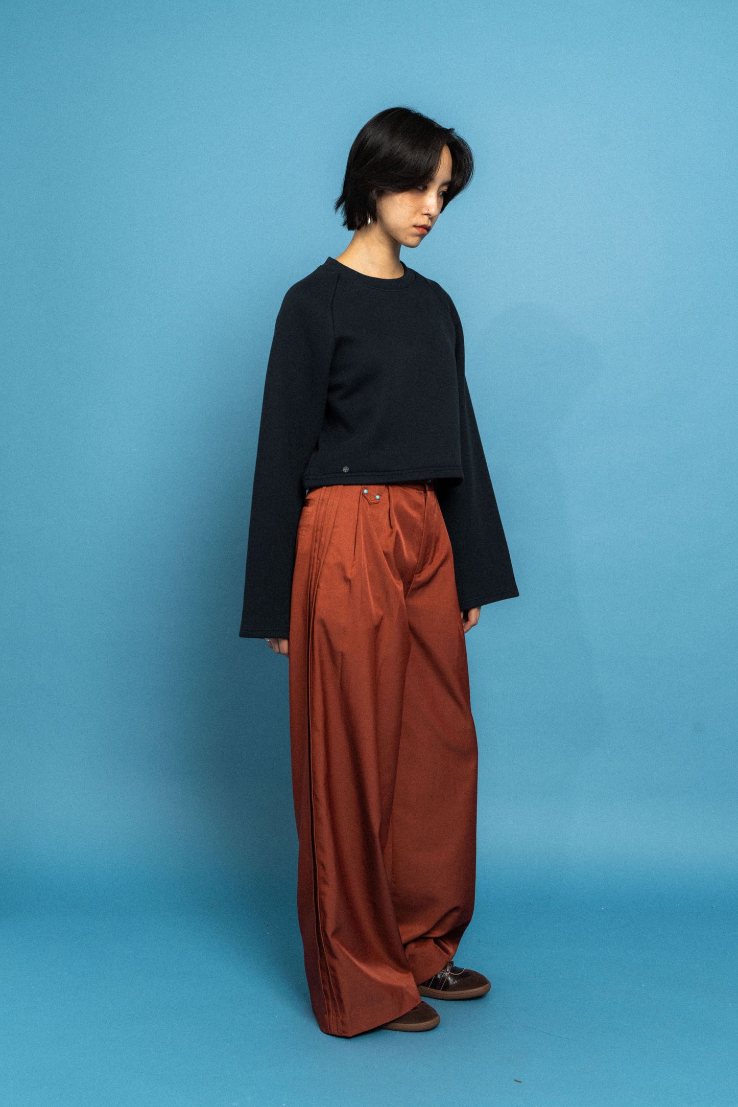 Red Straight stiff trousers