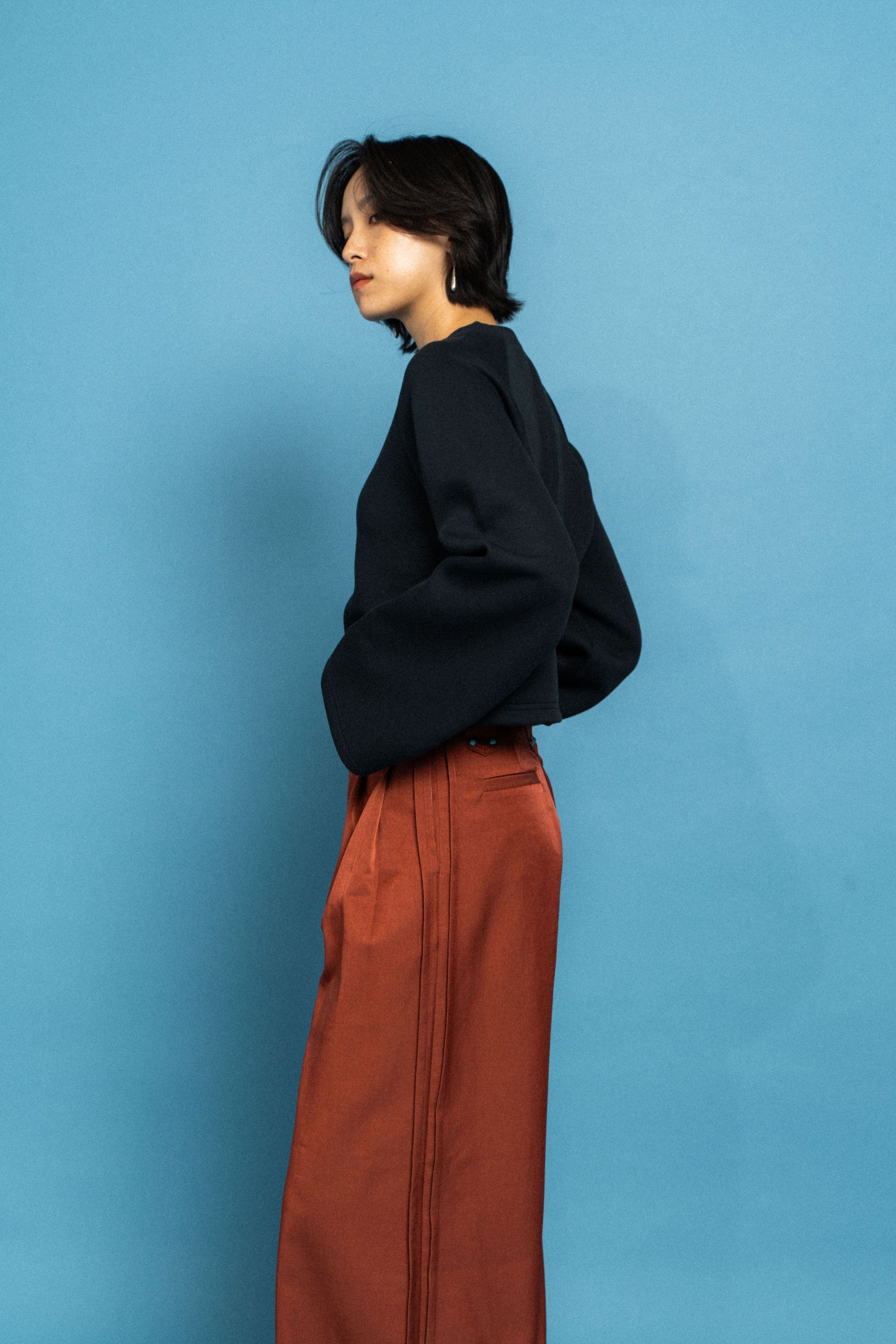 Red Straight stiff trousers
