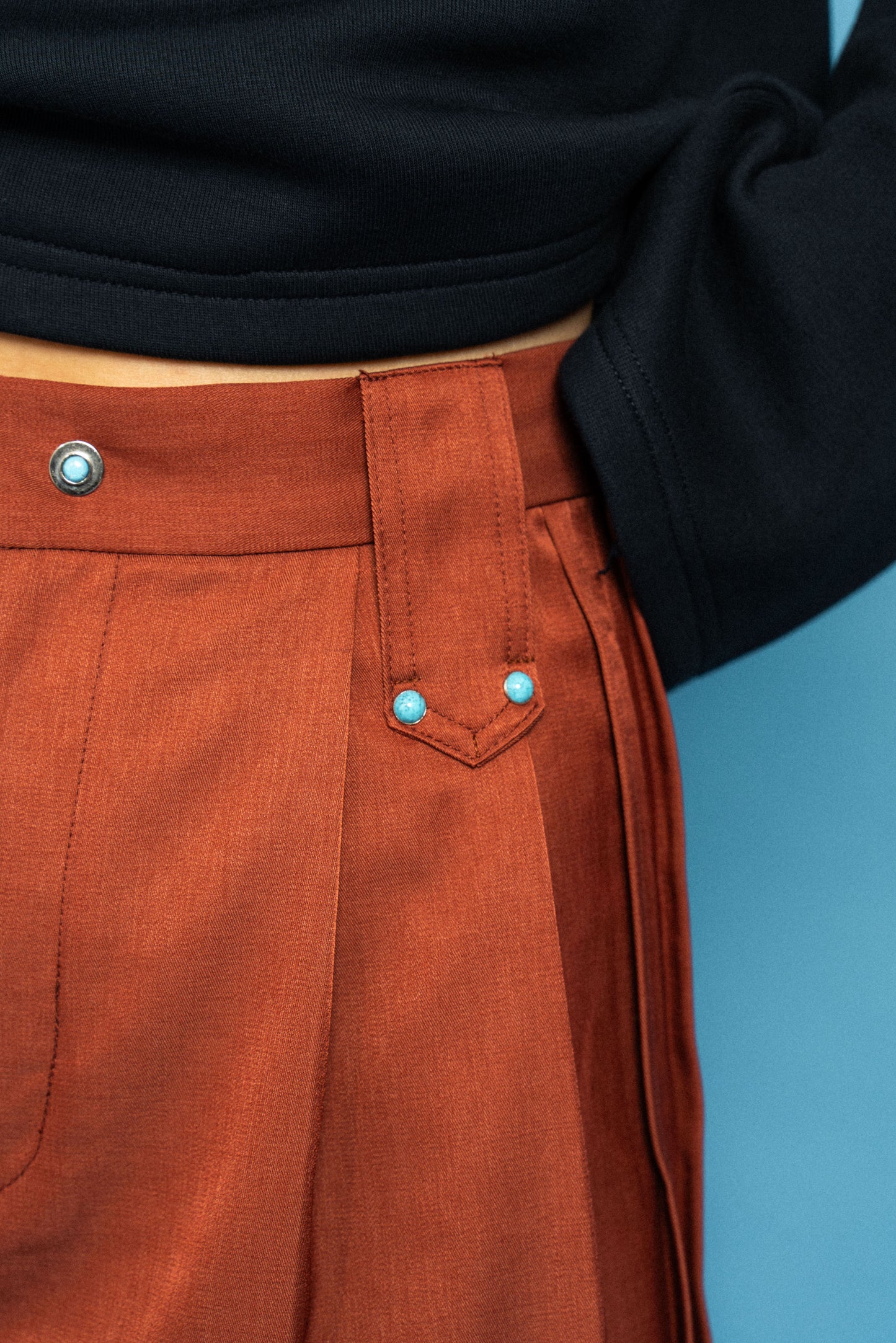 Red Straight stiff trousers