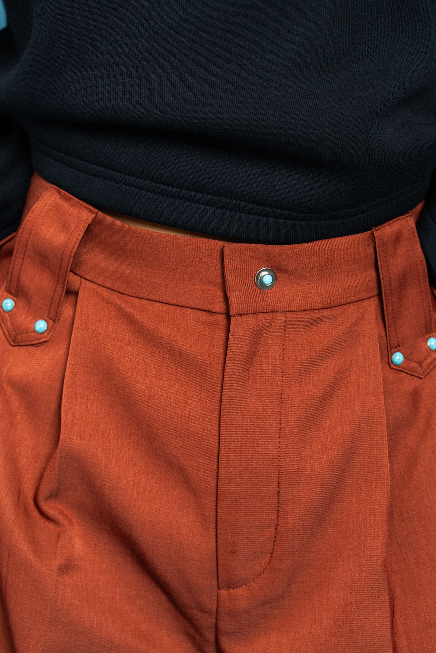 Red Straight stiff trousers