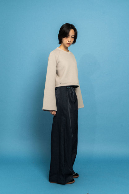 Navy Straight stiff trousers