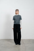 Grey Wool Short Sleeve Jumper