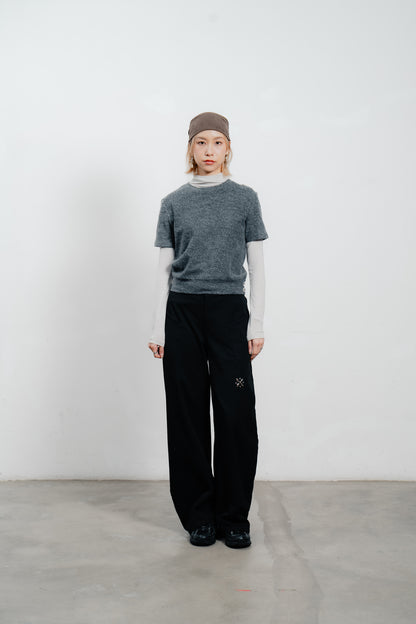 Gray Wool Short Sleeve Jumper