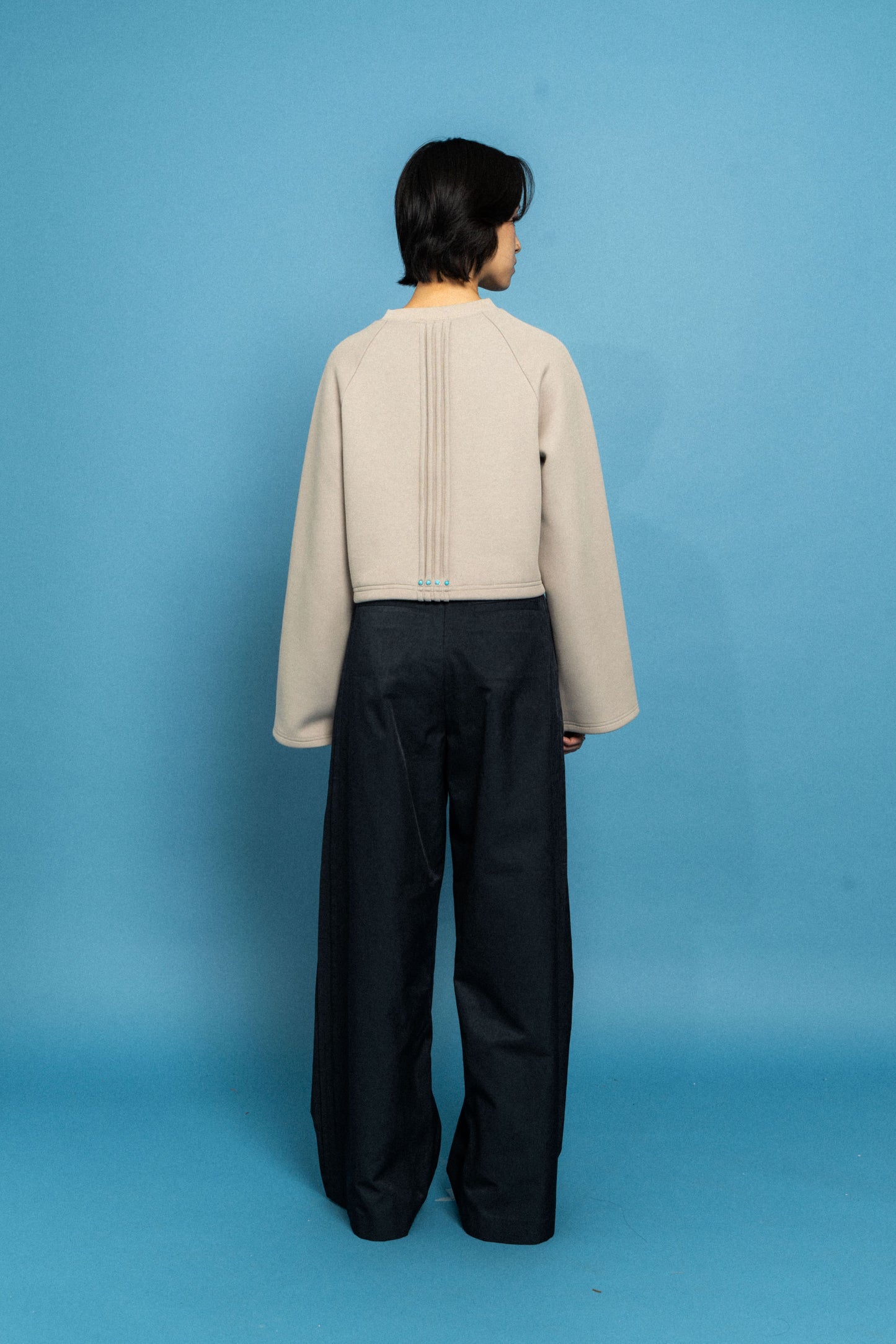 Navy Straight stiff trousers