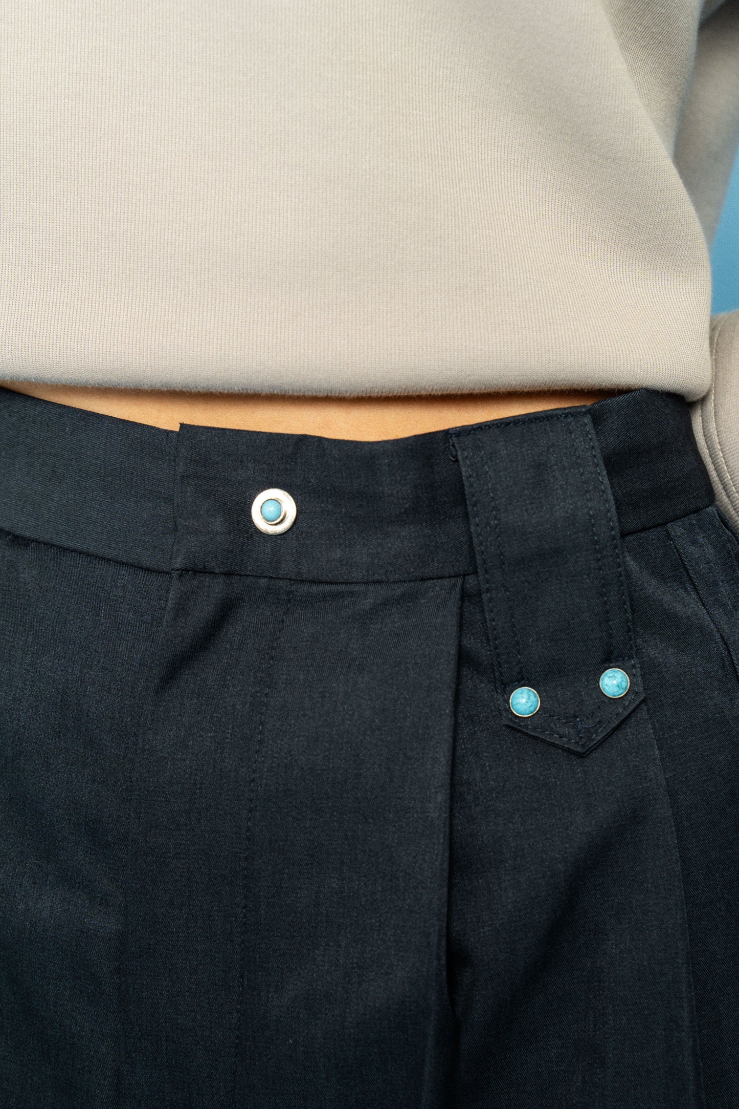 Navy Straight stiff trousers