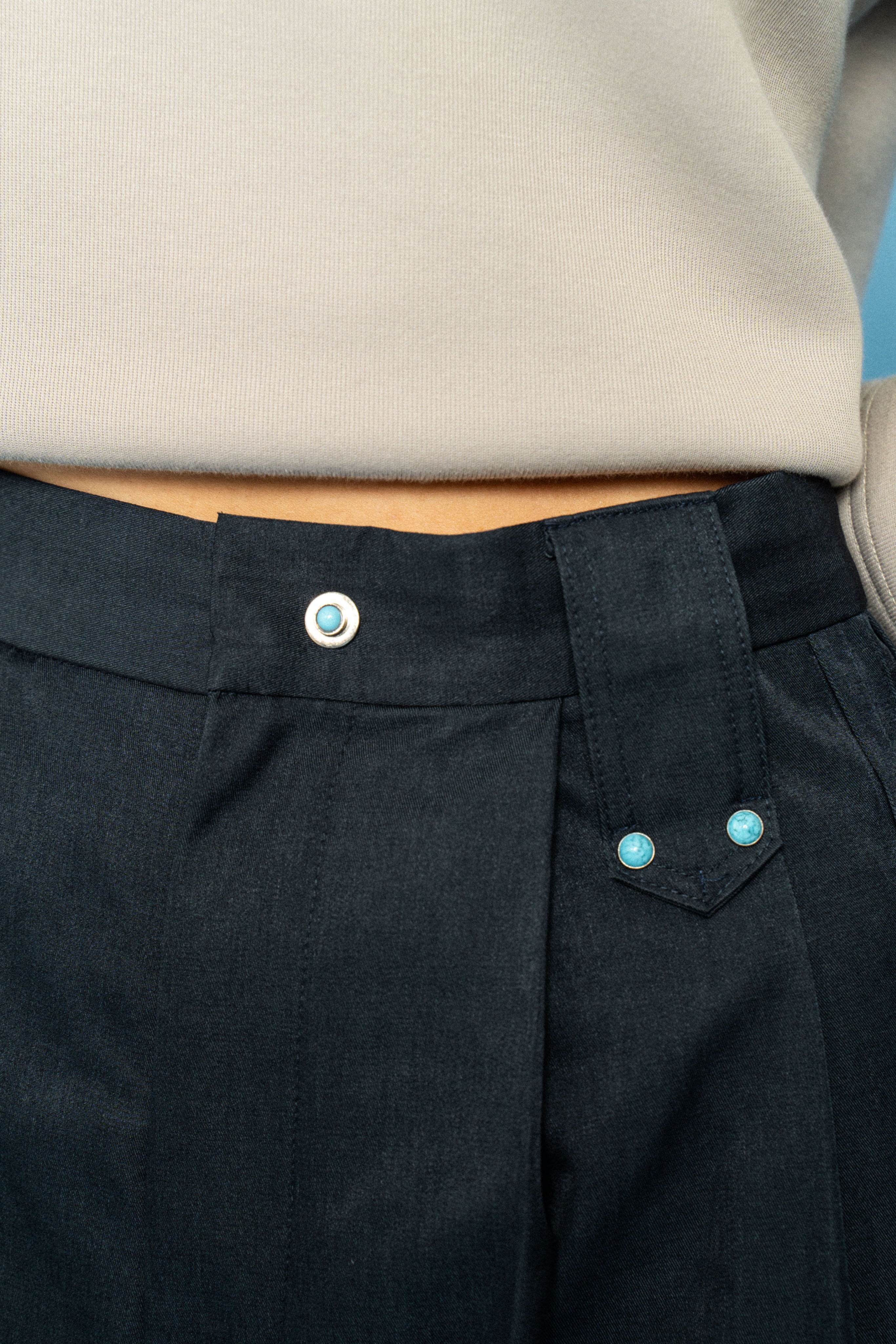 Navy Straight stiff trousers