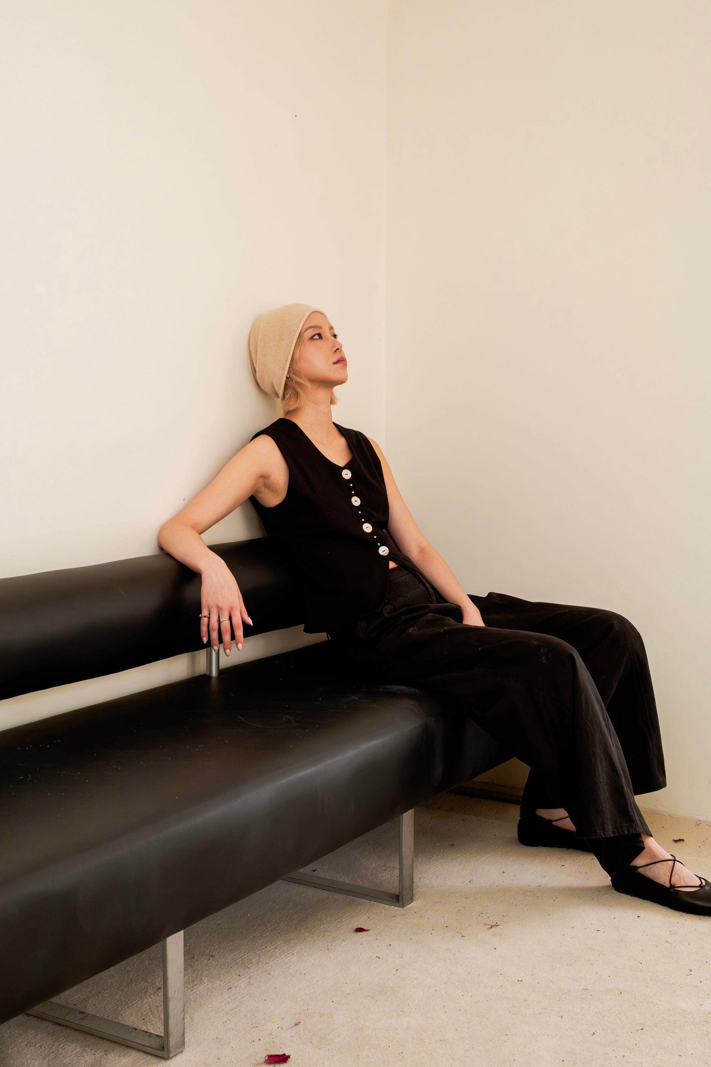 Black-open back Vest