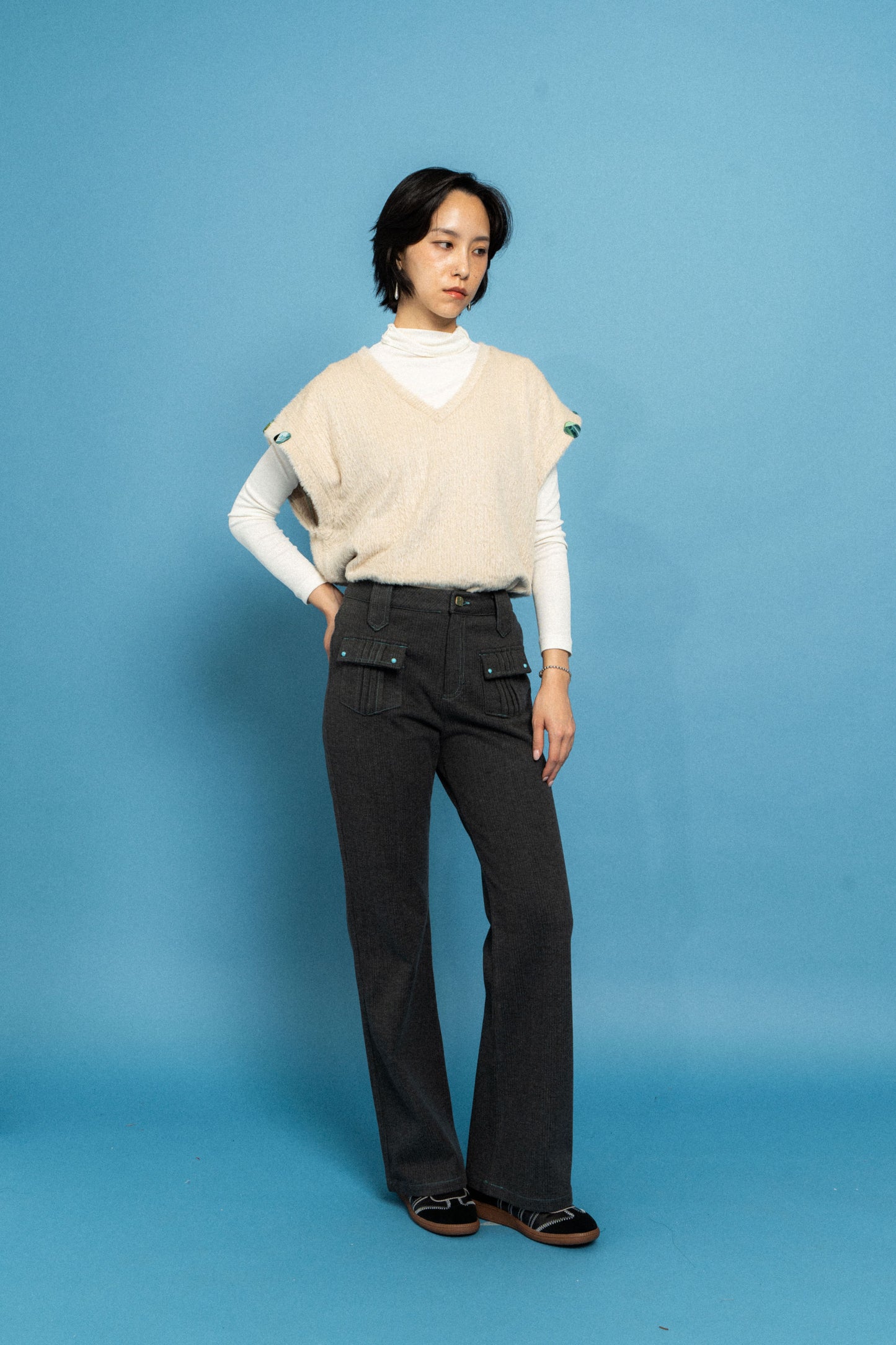 Dark Grey 70's bootcut trousers
