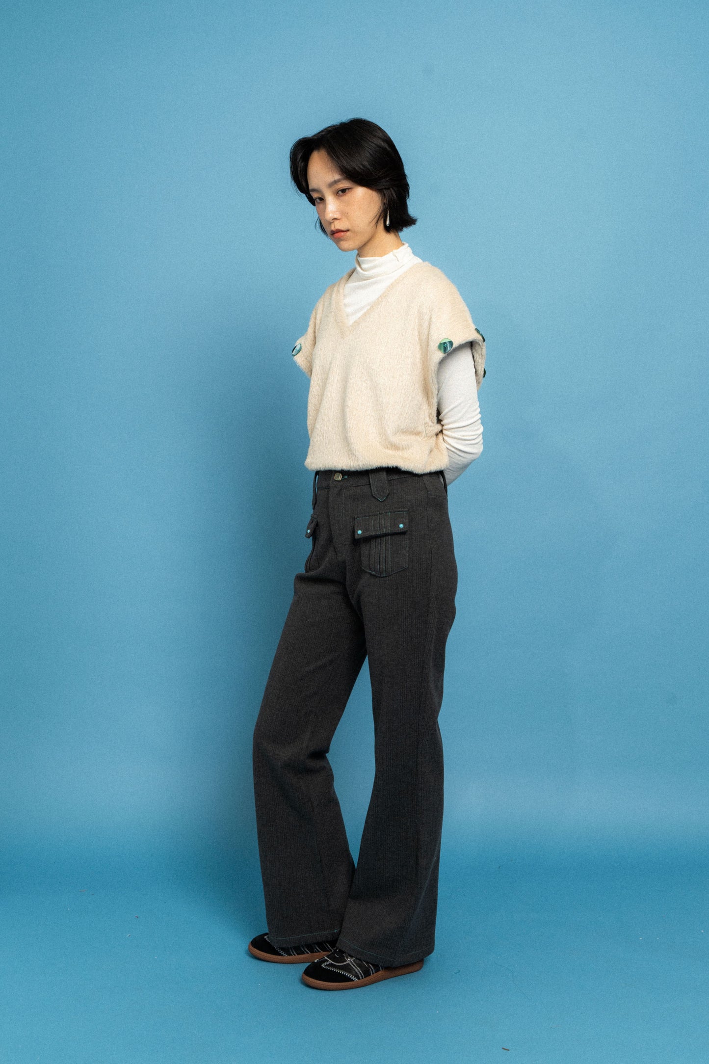 Dark Grey 70's bootcut trousers