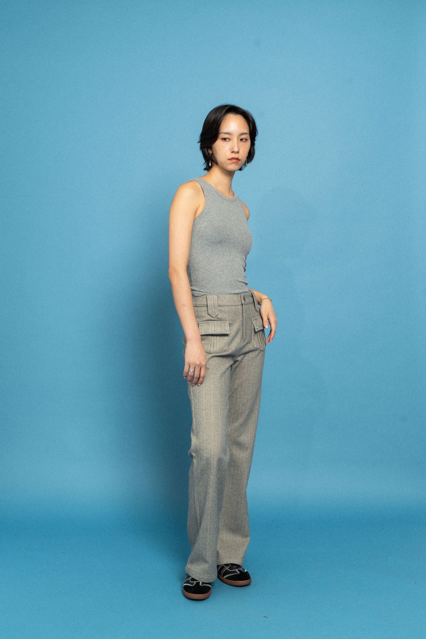 Grey 70's bootcut trousers