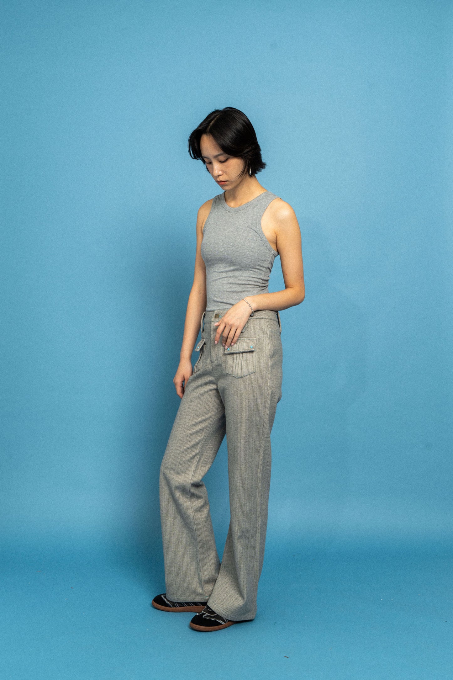 Grey 70's bootcut trousers