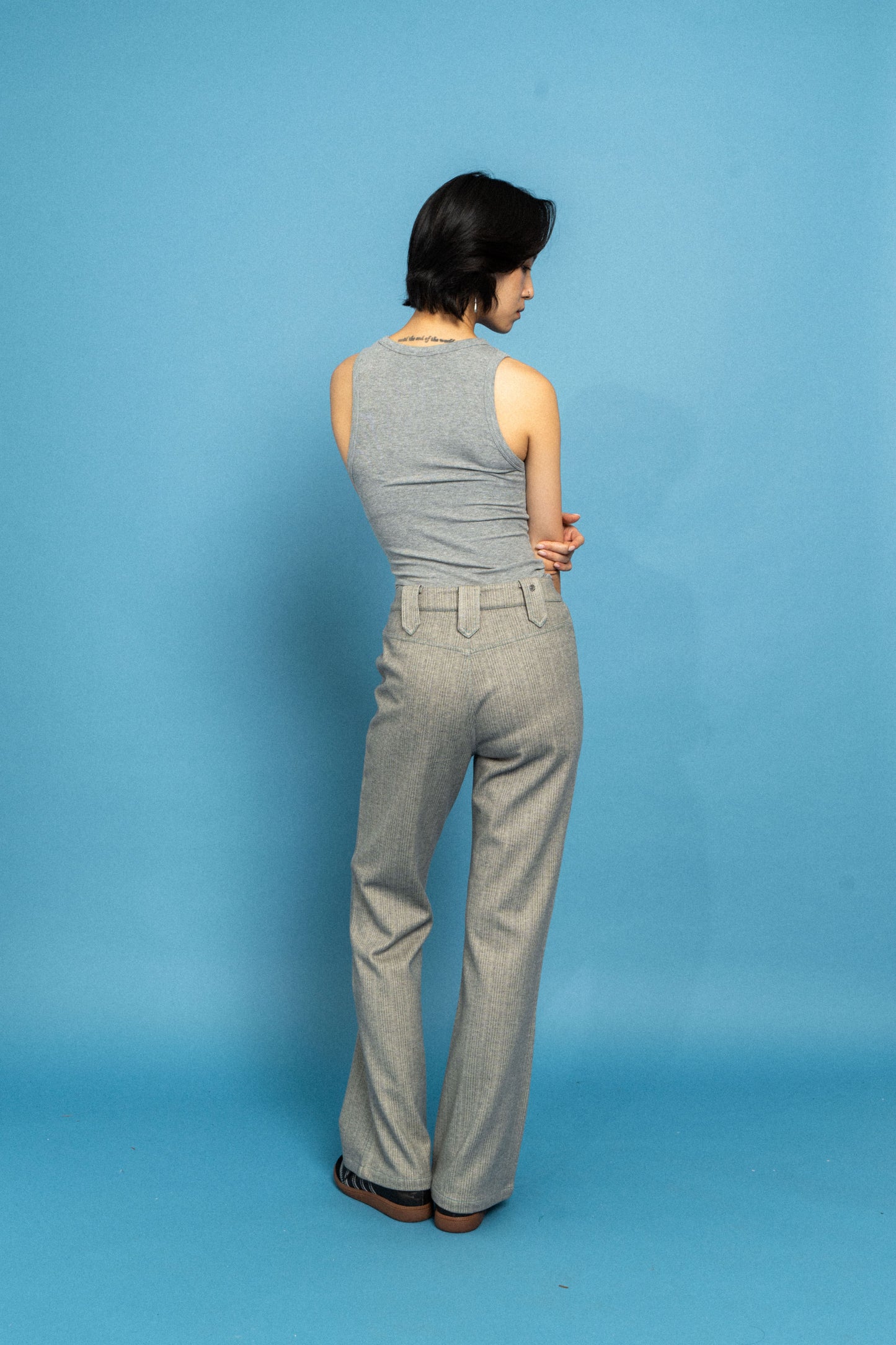 Grey 70's bootcut trousers