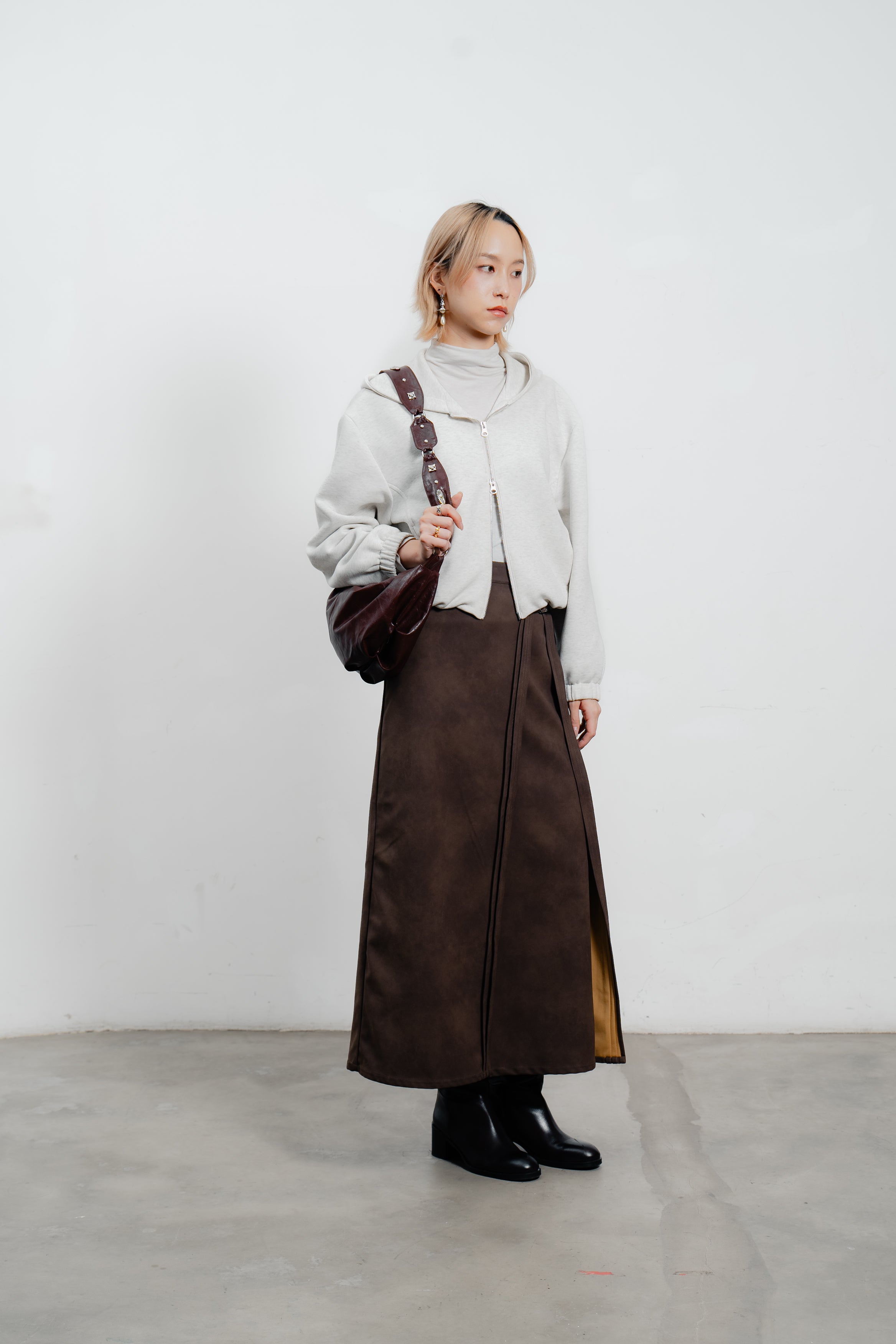 Suede Midi Skirt
