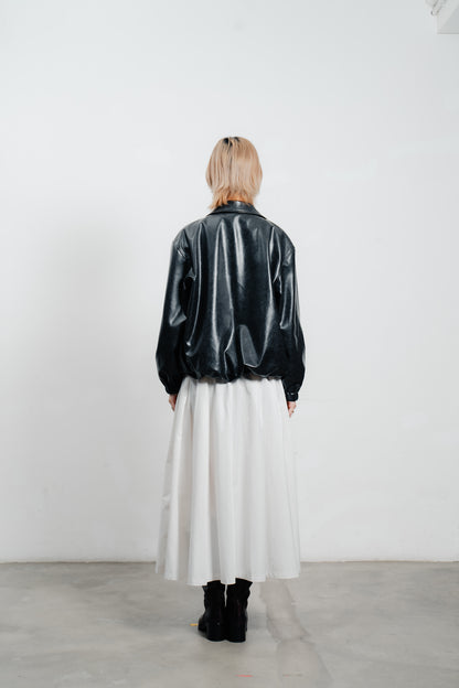 Black Leather Bomber Jacket