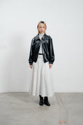 Black Leather Bomber Jacket