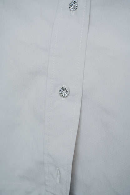 CREAM CROPPED TENCEL COTTON SHIRT