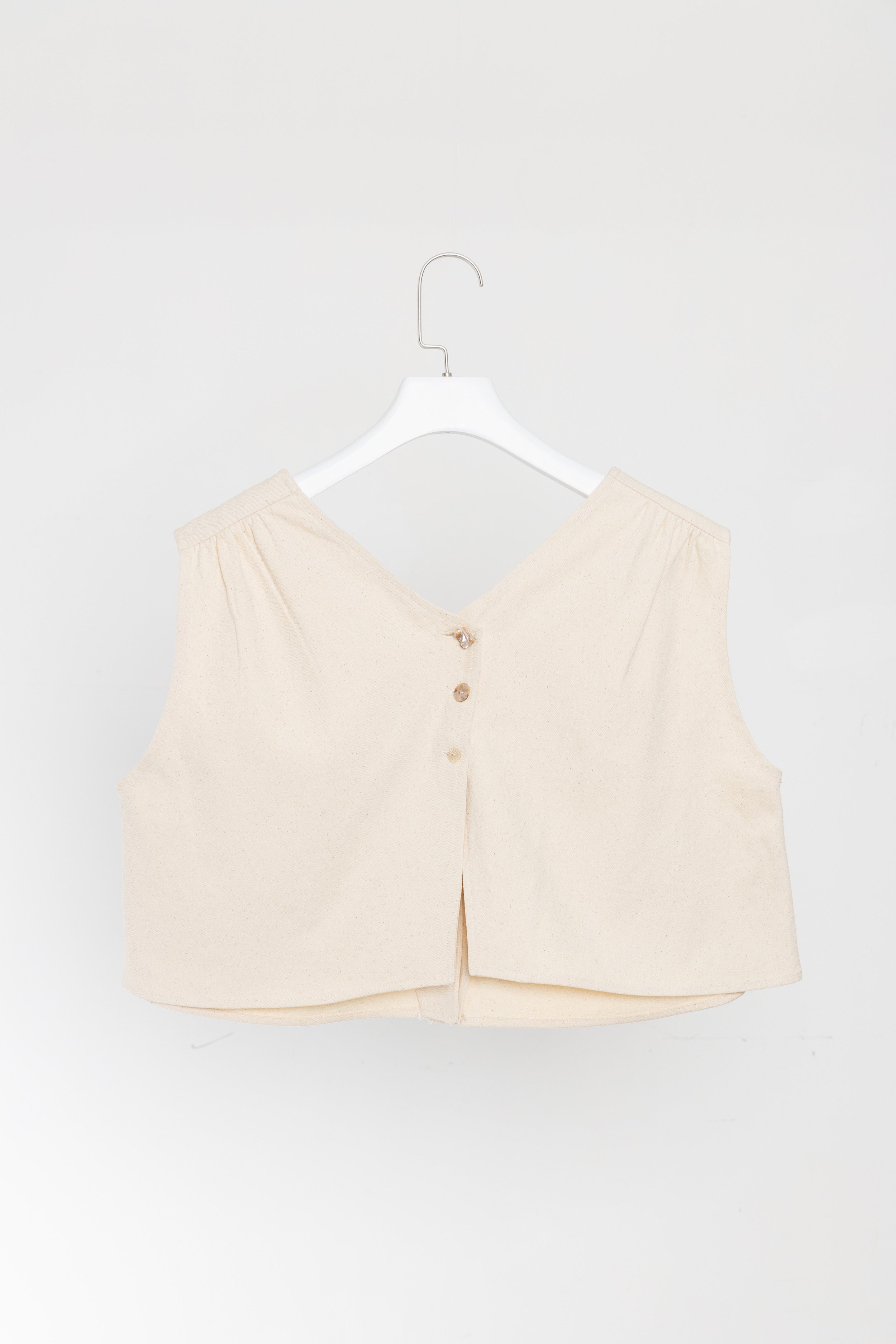 Cropped Short - Sleeved Denim Top