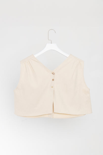 Cropped Short - Sleeved Denim Top