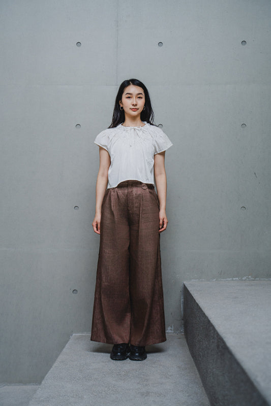 LINEN STRAIGHT STIFF TROUSERS