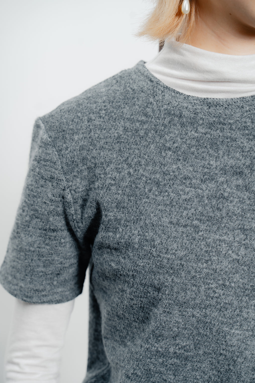 Grey Wool Short Sleeve Jumper