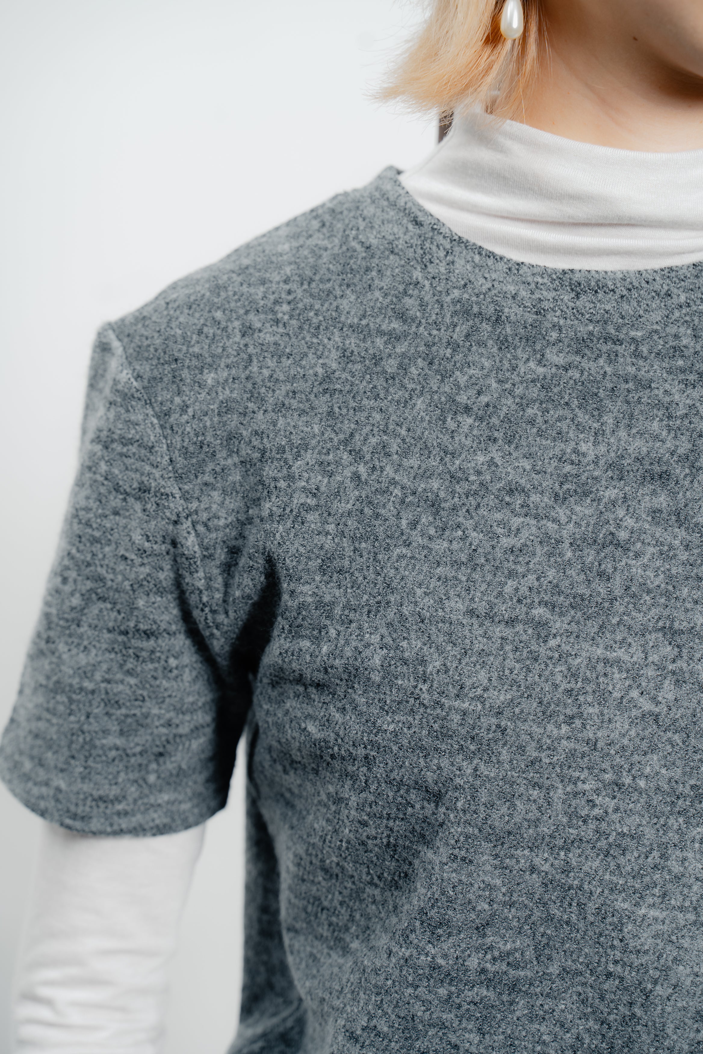 Grey Wool Short Sleeve Jumper