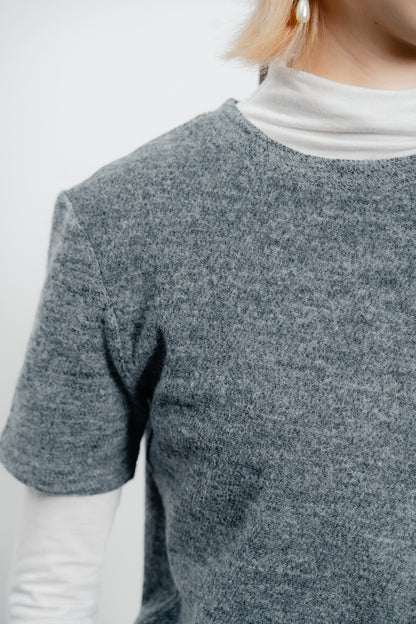 Gray Wool Short Sleeve Jumper