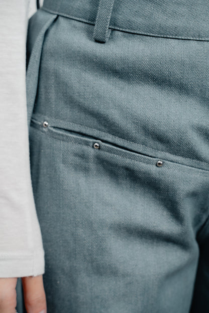 Denim Curved Trousers