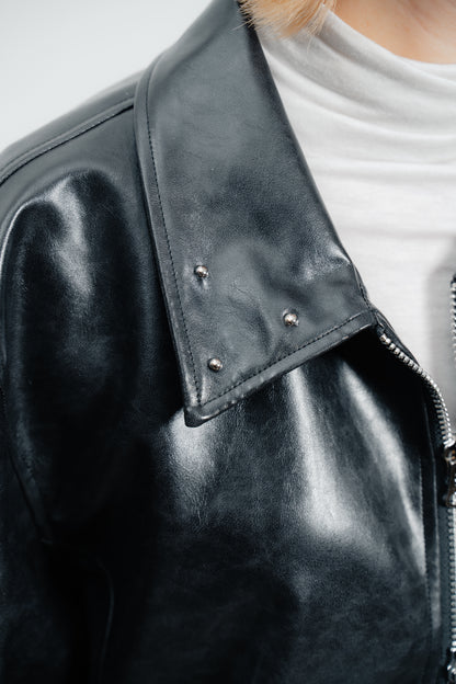 Black Leather Bomber Jacket