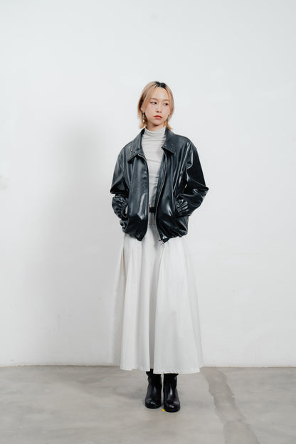 Black Leather Bomber Jacket