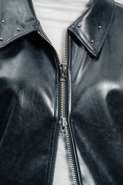 Black Leather Bomber Jacket