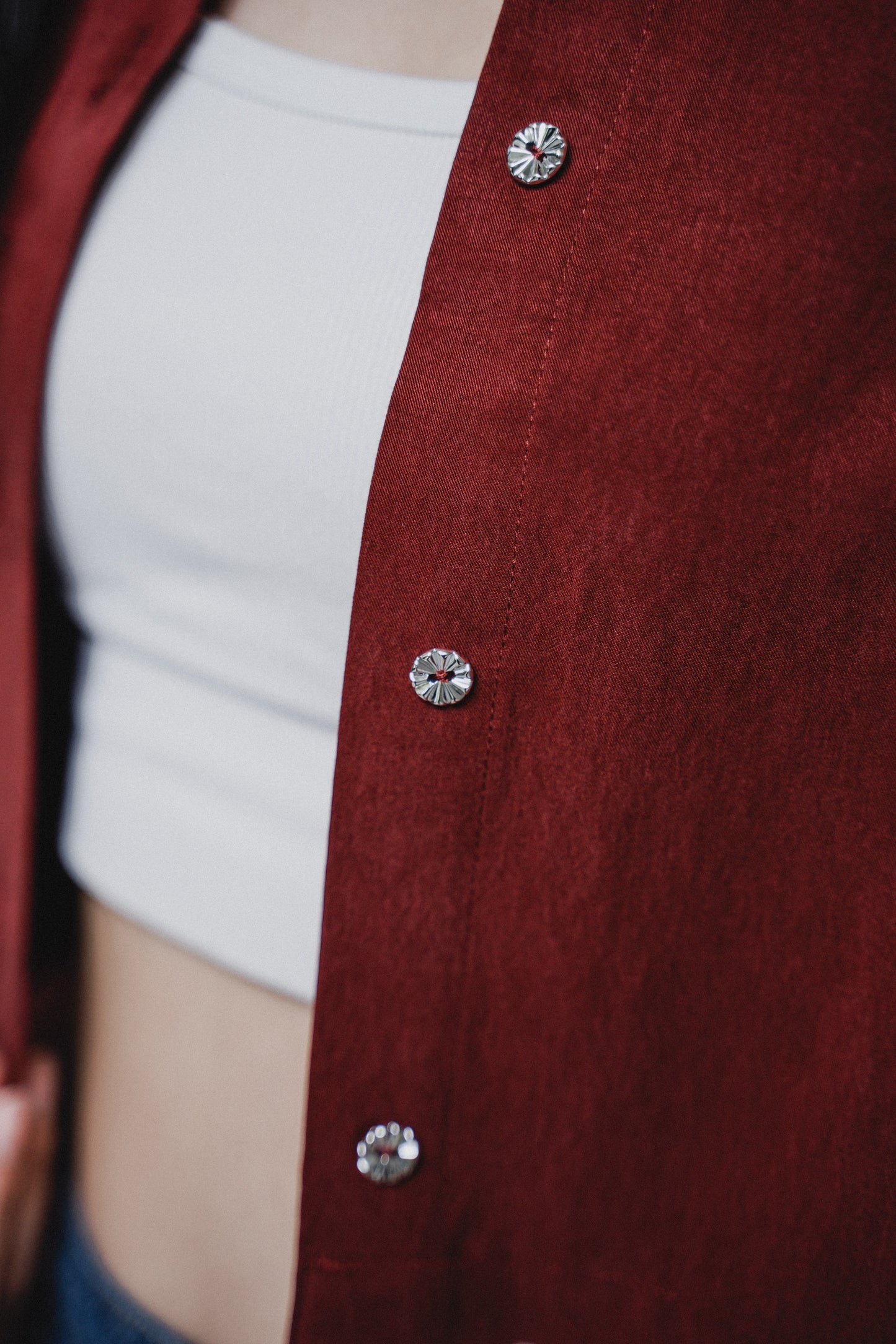 RED CROPPED TENCEL COTTON SHIRT