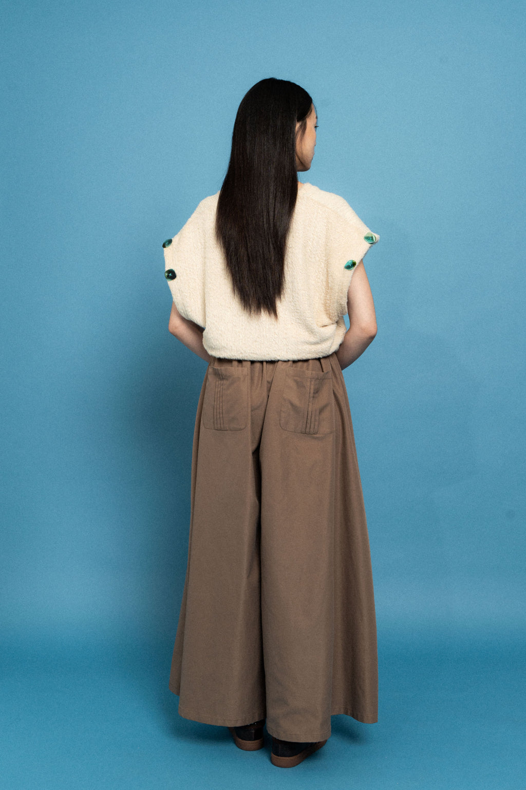 Cream Stretch sleeveless jumper